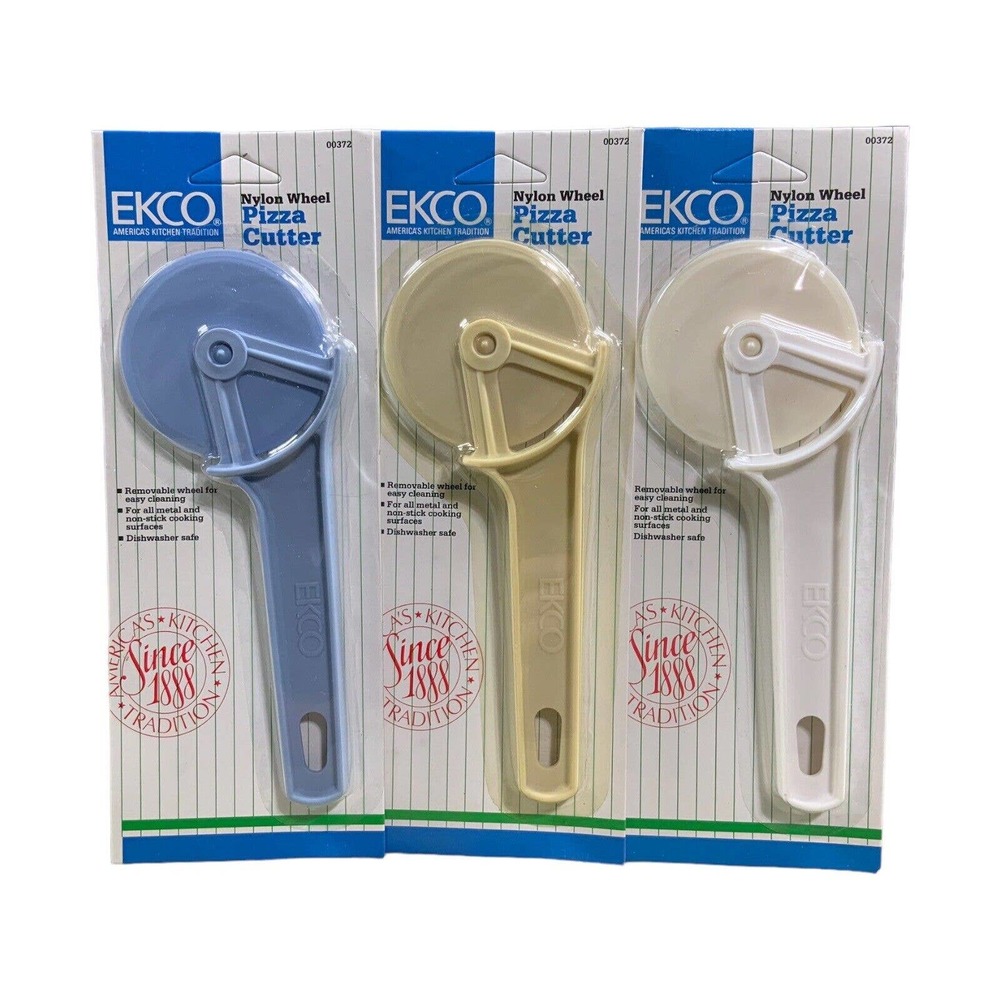 EKCO Nylon Pizza Cutters 2-5/8" Diameter Blade 7-1/2" Length Vintage Lot Of 3